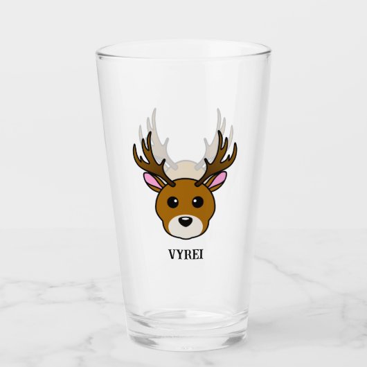 Cute Cartoon Deer Glas (Voorkant)