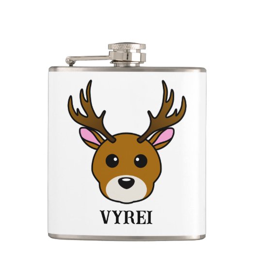 Cute Cartoon Deer Heupfles (Voorkant)