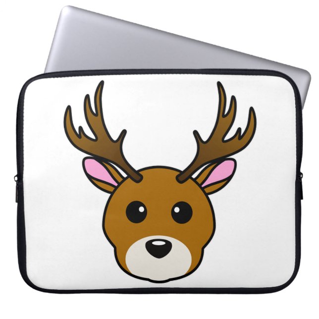 Cute Cartoon Deer Laptop Sleeve (Voorkant)