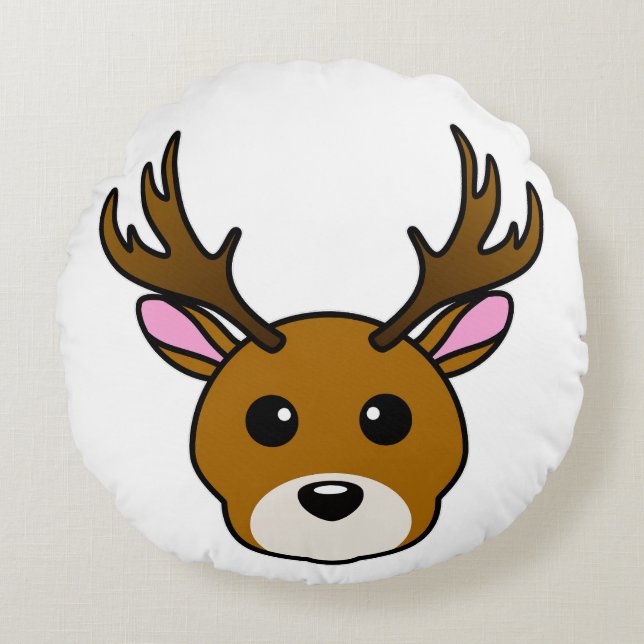 Cute Cartoon Deer Rond Kussen (Voorkant)