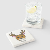 Cute Cartoon Deer Stenen Onderzetter (Zijkant)