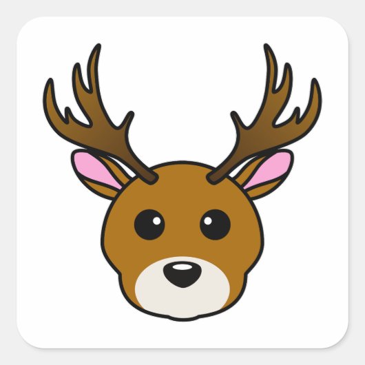 Cute Cartoon Deer Vierkante Sticker (Voorkant)