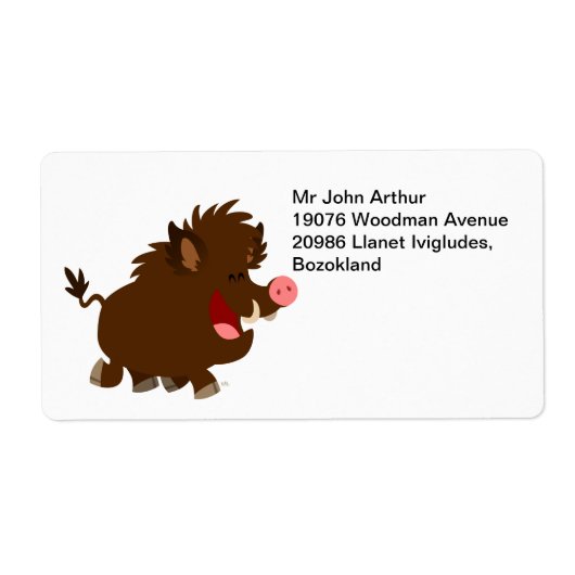 Cute Cartoon die Wild Boar Verzendlabel geeft (Voorkant)