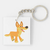 Cute Cartoon Dingo AcrylSleutelhanger Sleutelhanger (Achterkant)