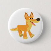 Cute Cartoon Dingo Button Badge (Voorkant)