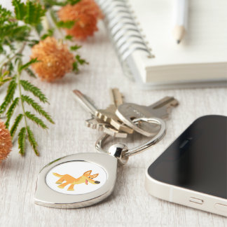 Cute Cartoon Dingo Metal Sleutelhanger