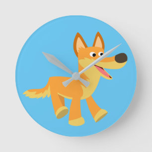 Cute Cartoon Dingo Ronde Klok