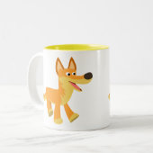 Cute Cartoon Dingo Tweekleurige Koffiemok (Voorkant links)