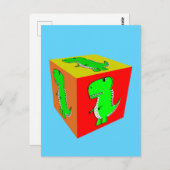 Cute Cartoon Dino Cube Art Briefkaart (Voorkant / Achterkant)