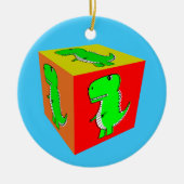 Cute Cartoon Dino Cube Art Keramisch Ornament (Voorkant)