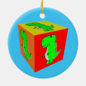 Cute Cartoon Dino Cube Art Keramisch Ornament (Achterkant)