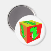 Cute Cartoon Dino Cube Art Magneet (Voorkant / Achterkant)