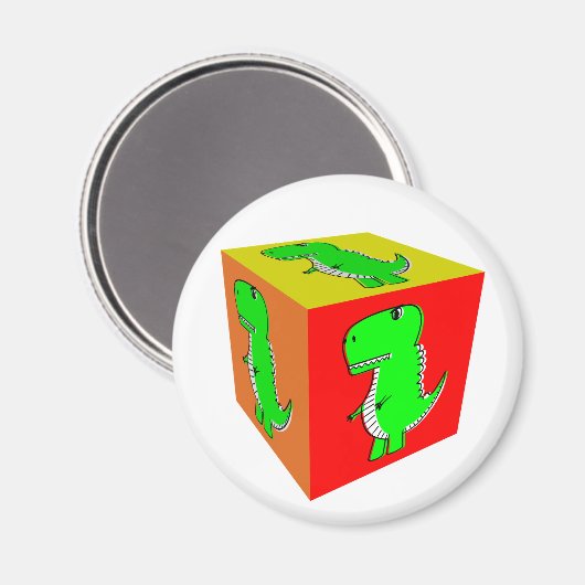 Cute Cartoon Dino Cube Art Magneet (Voorkant / Achterkant)