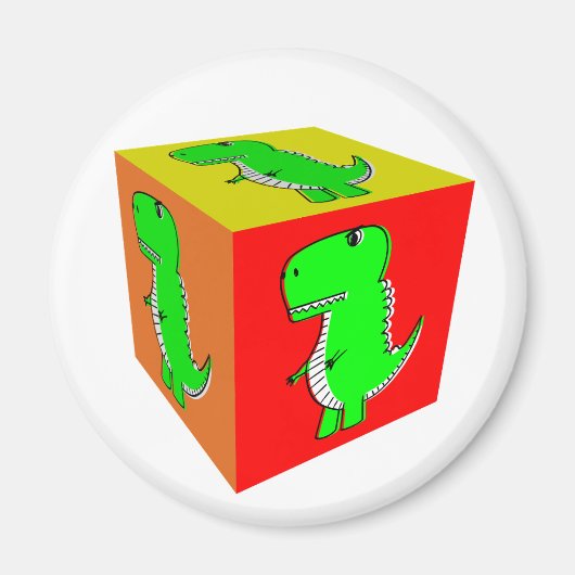 Cute Cartoon Dino Cube Art Magneet (Voorkant)