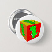 Cute Cartoon Dino Cube Art Ronde Button 5,7 Cm (Voorkant /achterkant)