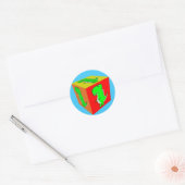 Cute Cartoon Dino Cube Art Ronde Sticker (Envelop)