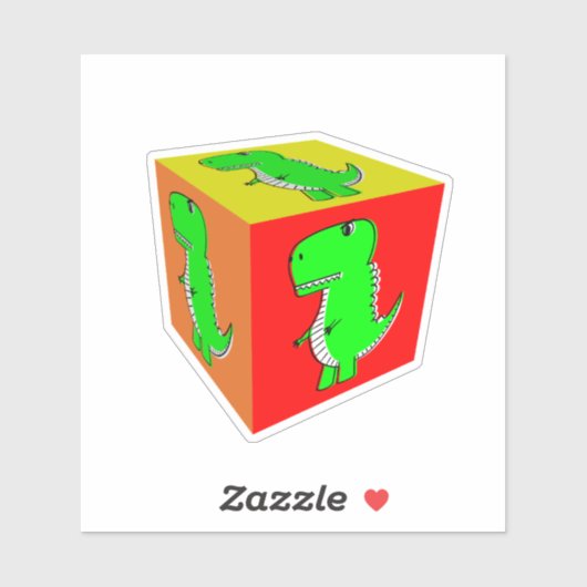Cute Cartoon Dino Cube Art Sticker (Vel)
