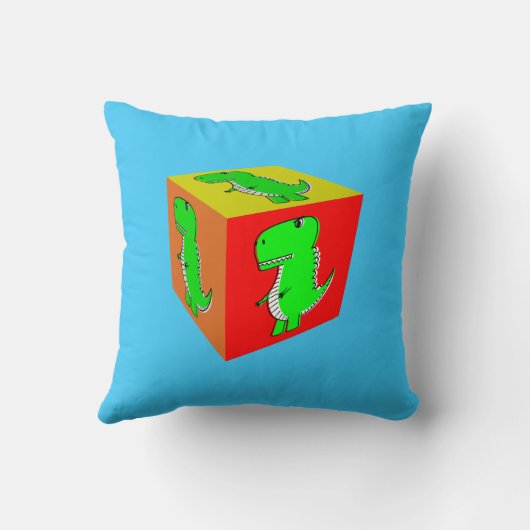 Cute Cartoon Dino Kubus Kunst Kussen (Achterkant)