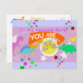 Cute Cartoon Dinos op de Geweldige meter die u ben Briefkaart (Voorkant / Achterkant)