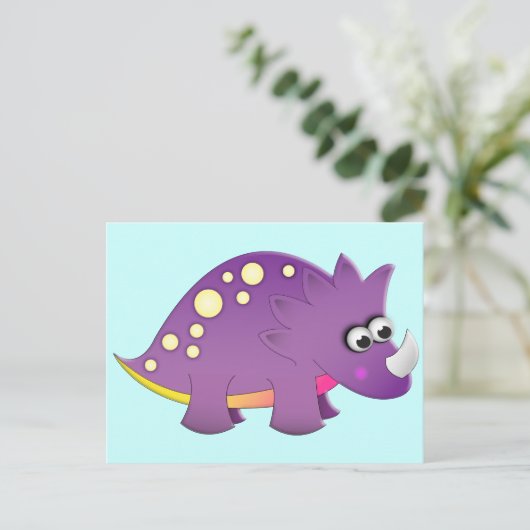 Cute Cartoon Dinosaur Briefkaart (Staand voorkant)