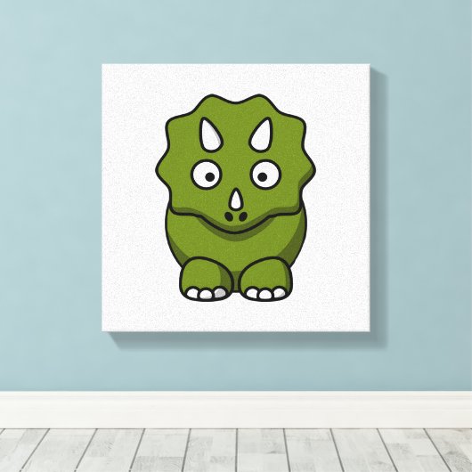 Cute Cartoon Dinosaur Canvas Afdruk (Insitu (Houten vloer))