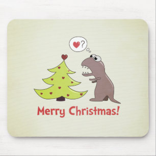 Cute Cartoon Dinosaur Kerstmis Muismat