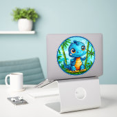 Cute Cartoon Dinosaur Leuke Kindersticker Sticker (Laptop op bureau)