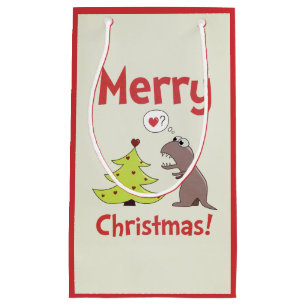 Cute Cartoon Dinosaur Merry Kerstmis Klein Cadeauzakje