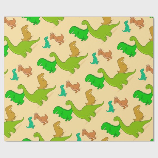 Cute Cartoon Dinosaur Pattern Cadeaupapier (Vlak)