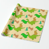 Cute Cartoon Dinosaur Pattern Cadeaupapier (Uitgerold)