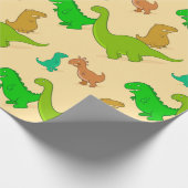 Cute Cartoon Dinosaur Pattern Cadeaupapier (Hoek)