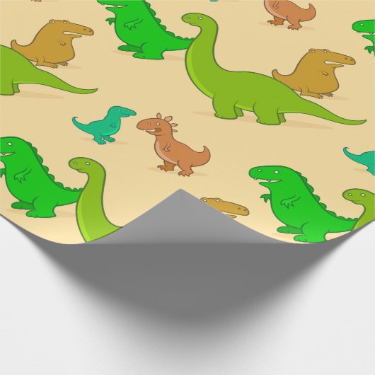 Cute Cartoon Dinosaur Pattern Cadeaupapier (Hoek)