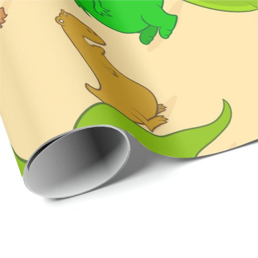 Cute Cartoon Dinosaur Pattern Cadeaupapier (Rol Hoek)