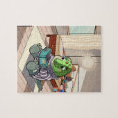 Cute Cartoon Dinosaur Reading Jigsaw Puzzle Legpuzzel (Horizontaal)