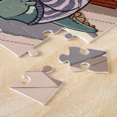 Cute Cartoon Dinosaur Reading Jigsaw Puzzle Legpuzzel (Zijkant)