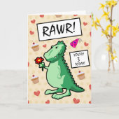 Cute Cartoon Dinosaur Roar Happy 3rd Birthday Kaart (Gele Bloem)