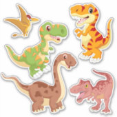Cute Cartoon Dinosaur Sticker Set (Voorkant)