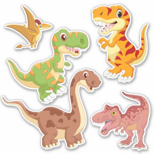 Cute Cartoon Dinosaur Sticker Set (Voorkant)