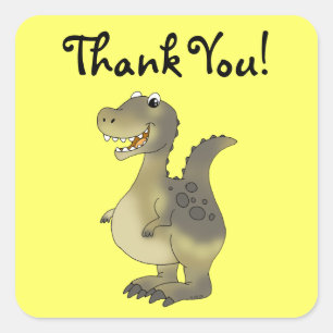 Cute cartoon dinosaur thank you vierkante sticker