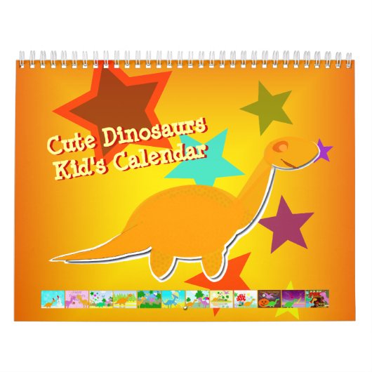 Cute Cartoon Dinosaurs Agenda voor kinderen Kalender (Hoes)