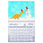 Cute Cartoon Dinosaurs Agenda voor kinderen Kalender (Jan 2026)