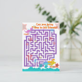 Cute Cartoon Dinosaurs Labyrinth Puzzle Game Briefkaart (Staand voorkant)
