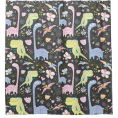 Cute Cartoon Dinosaurs Pattern Dark Grey Douchegordijn (Voorkant)