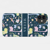 Cute Cartoon Dinosaurs Pattern Name Dark Blue Case-Mate iPhone Case (Achterkant (horizontaal))