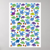 Cute Cartoon Dinosaurs Poster (Voorkant)