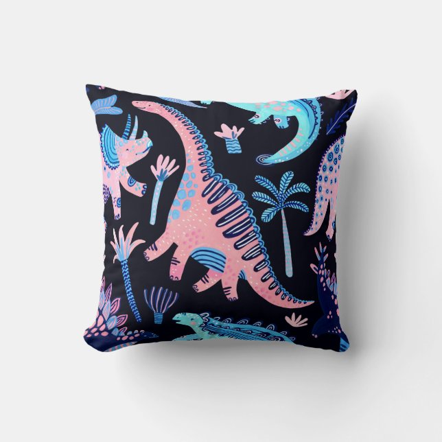 Cute cartoon dinosaurs seamless pattern in scandin kussen (Voorkant)