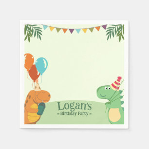 Cute Cartoon Dinosaurus Verjaardagsfeestje Servet