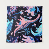 Cute cartoon dinosaurussen naadloos in schandalen wandkleed (Voorkant (horizontaal))