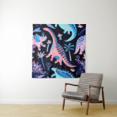 Cute cartoon dinosaurussen naadloos in schandalen wandkleed (In situ)