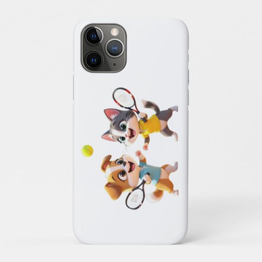 Cute Cartoon Dog and Cat Playing Padel Tennis – Fu Case-Mate iPhone Case (Achterkant)